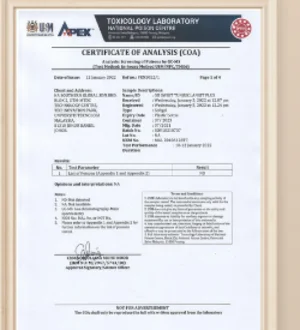 Sijil COA Free of Poisons GoSwiet