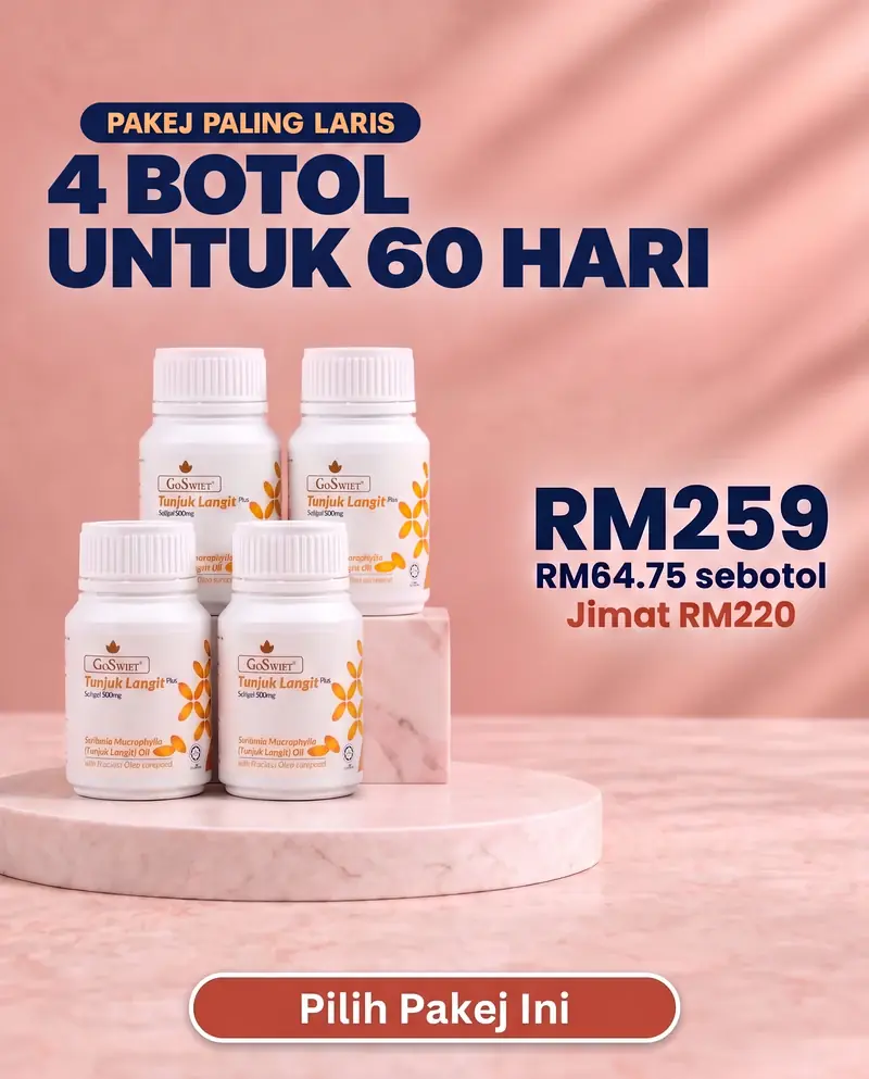 4 botol GoSwiet Tunjuk Langit untuk 60 hari - Paling Laris, Jimat RM220, RM259