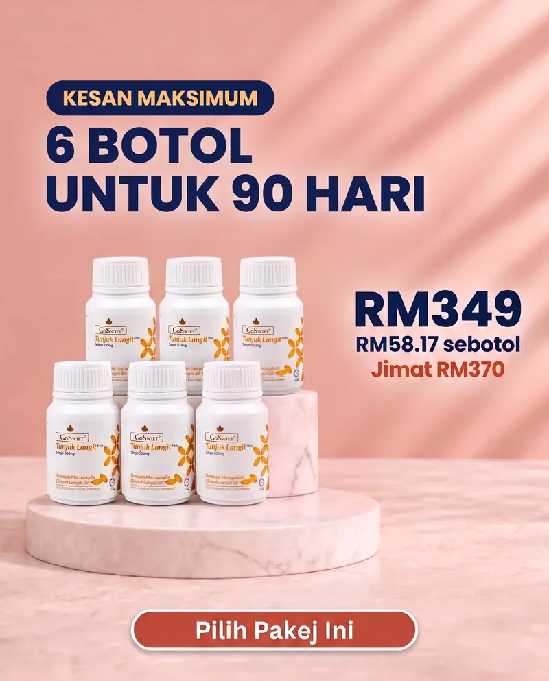 6 botol GoSwiet Tunjuk Langit untuk 90 hari - Kesan Maksimum, Jimat RM370, RM349